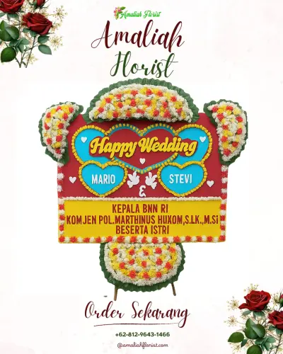 Karangan Papan Bunga Pernikahan di Cikeas